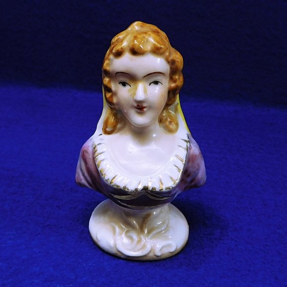 Accents Vintage Mini Lady Bust Bud Head Vase Figurine Hand Painted